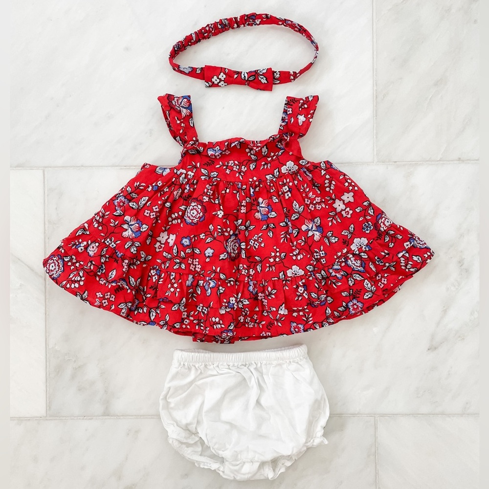 Janie and Jack Baby Girl Two Piece Set with Headband - Size 3-6 months